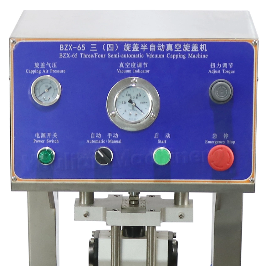 Bzx-65-4 Small Desktop Lid Vacuum Pneumatic Screw Half Semi Automatic Bottle Capping Machine for Jar Glass Bottles