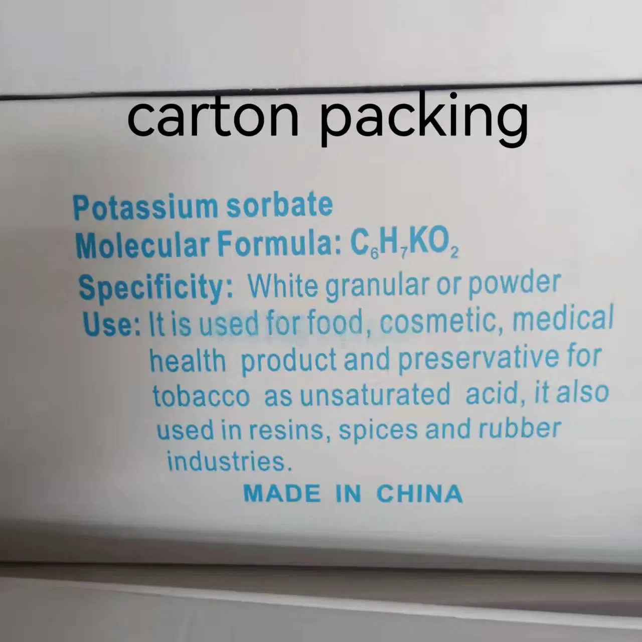 Em pó/sorbato de potássio granular para conservação dos alimentos