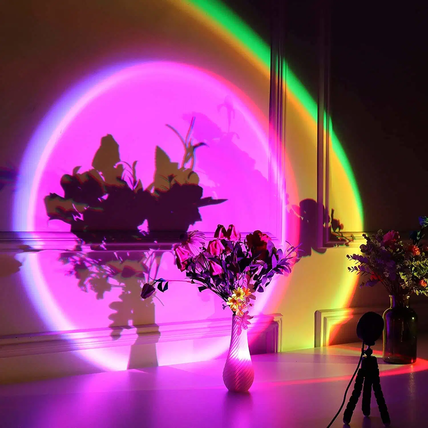 RGB Crystal Projector Night Light Aluminum Alloy Sunset Lamp