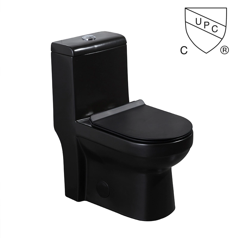 Foshan Ovs Sanitary Ware Cupc Personalized Toilet Bowl Hand Flush Black Matte Water Closet Black One Piece Toilet