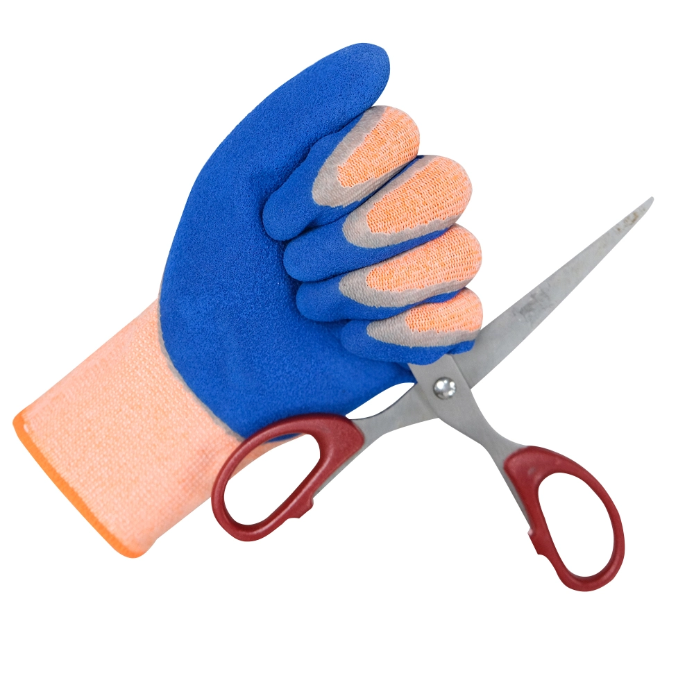 Customized High quality/High cost performance  Polyester Cut Resistant Latex Coated Gloves