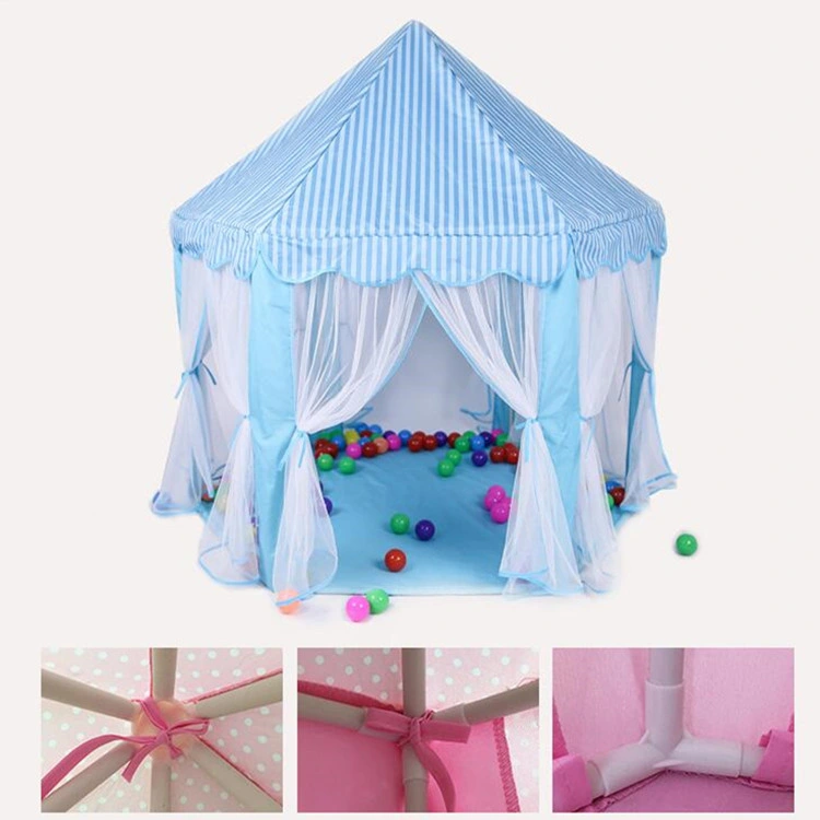 Pink Hexagonal Princess Children Play Tent with Star LED Lights