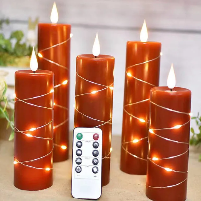 Home Decoration Gift Ornament Battery Operated Pillars Candles Flameless LED Candle