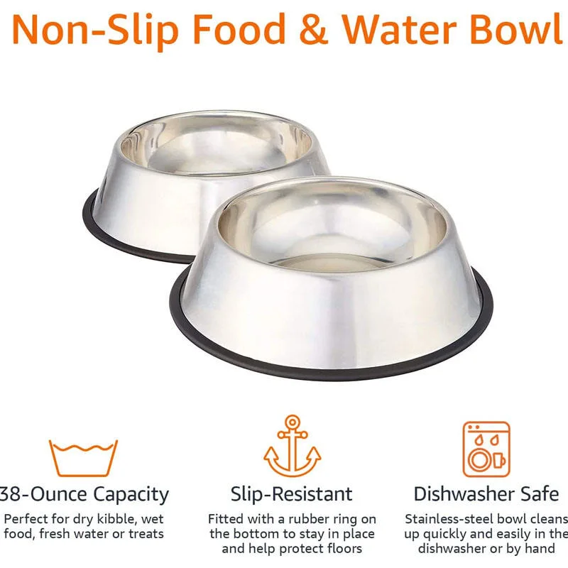 Hot Sale Classic Customized Metal Pet Bowl Pet Waterproof Bowl with Rubber Non-Slip Sole