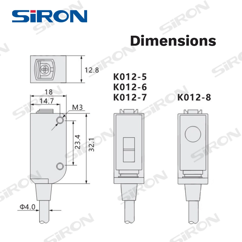 K012-5 Siron tipo de reflexión de 2m de distancia de detección/PNP NPN LED infrarrojo Sensor fotoeléctrico