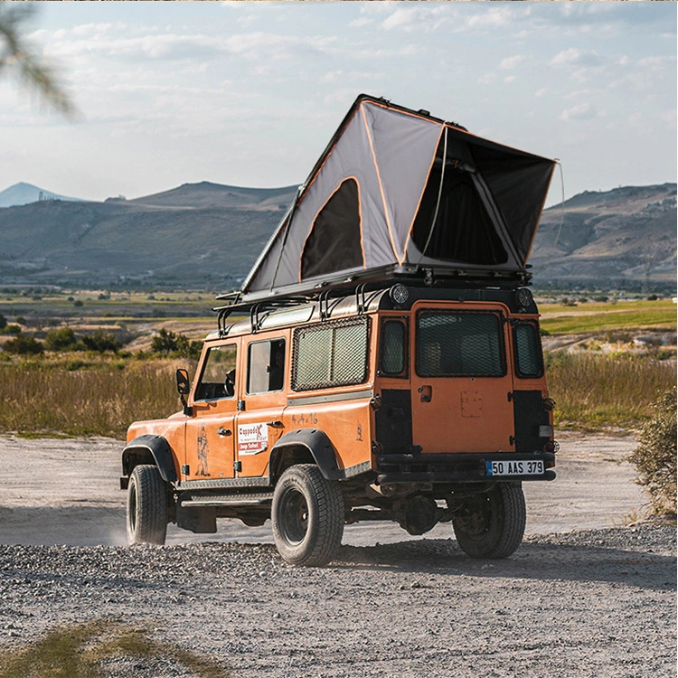 Triángulo de lujo en gris aluminio Rtt Hard Shell Pop up Alquiler Carpa de camping