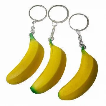 Venda por grosso de brinquedos 2023 PU Squeeze Stress Keychains Banana Dom personalizada