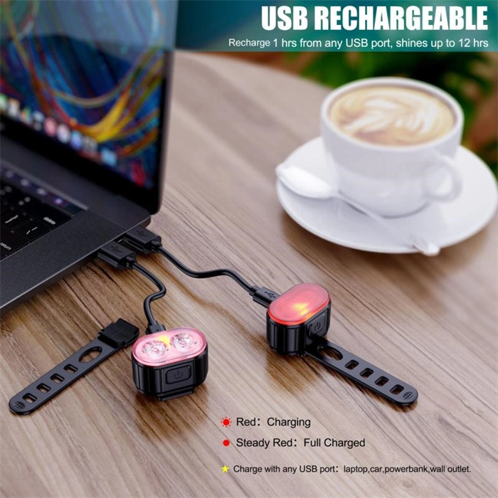 مصباح USB الخلفي القابل لإعادة الشحن ضوء تحذير سلامة الدراجة المقاوم للماء لمدة حقيبة خوذة MTB ضوء المؤخرة ركوب الدراجات