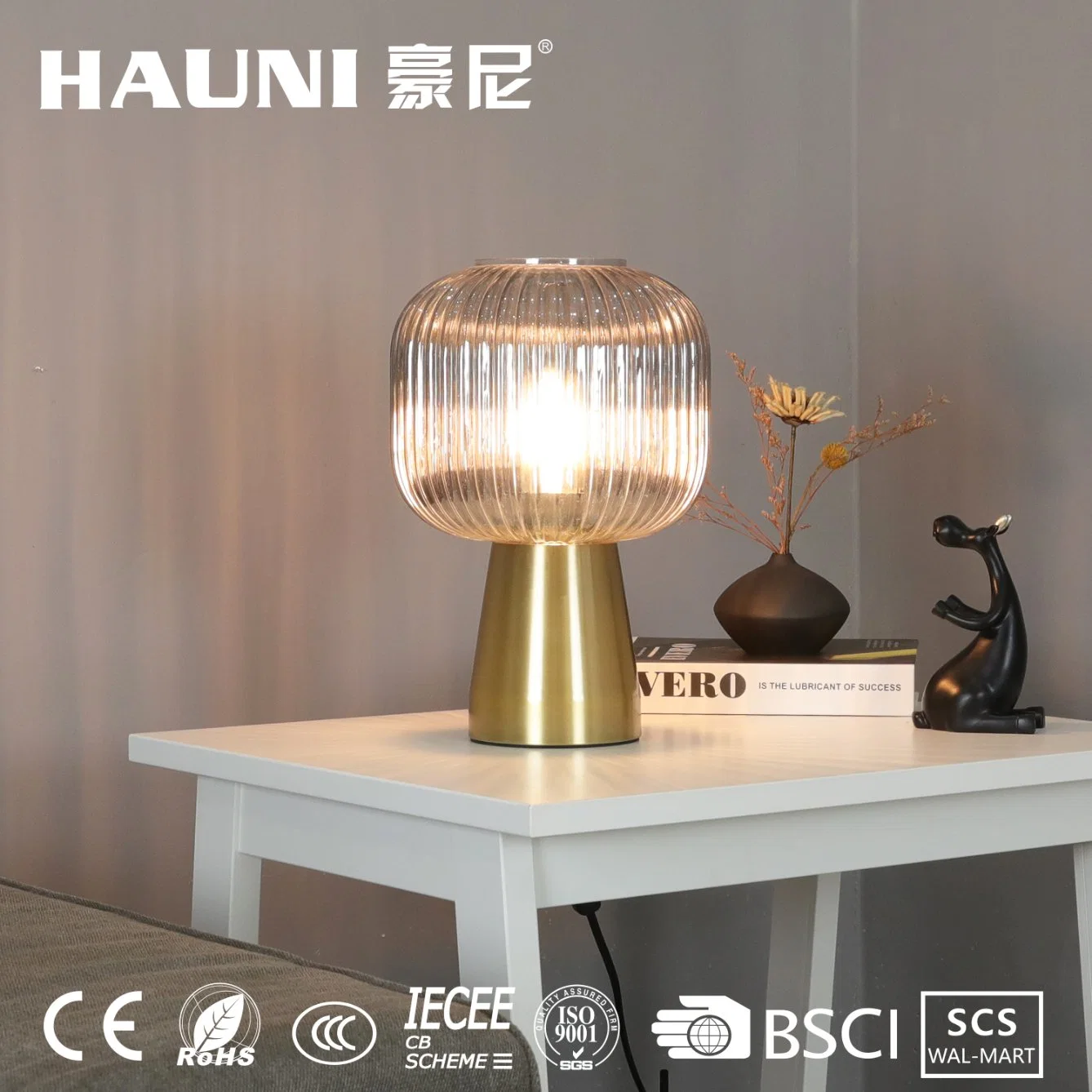 Living Room Bedroom Decorative Simple Metal Glass Table Lamp