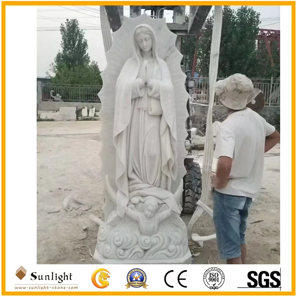 Natural Golden /White Carving Stone Marble Virgin Mary Statue for Religious Sculpture