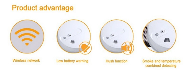 Smoke Detector Heat Sensor Wireless Interconnected Smoke Heat Detector Alarm Battery Operating