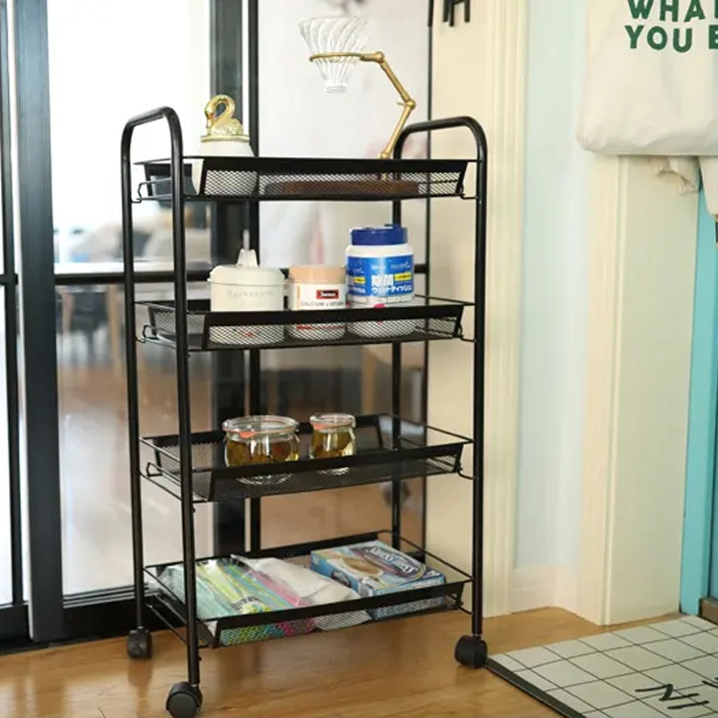 Four Wheels Multilayer Cart Heavy Duty Platform Wire Shelf Hand Trolley for Goods Carrying Succulents