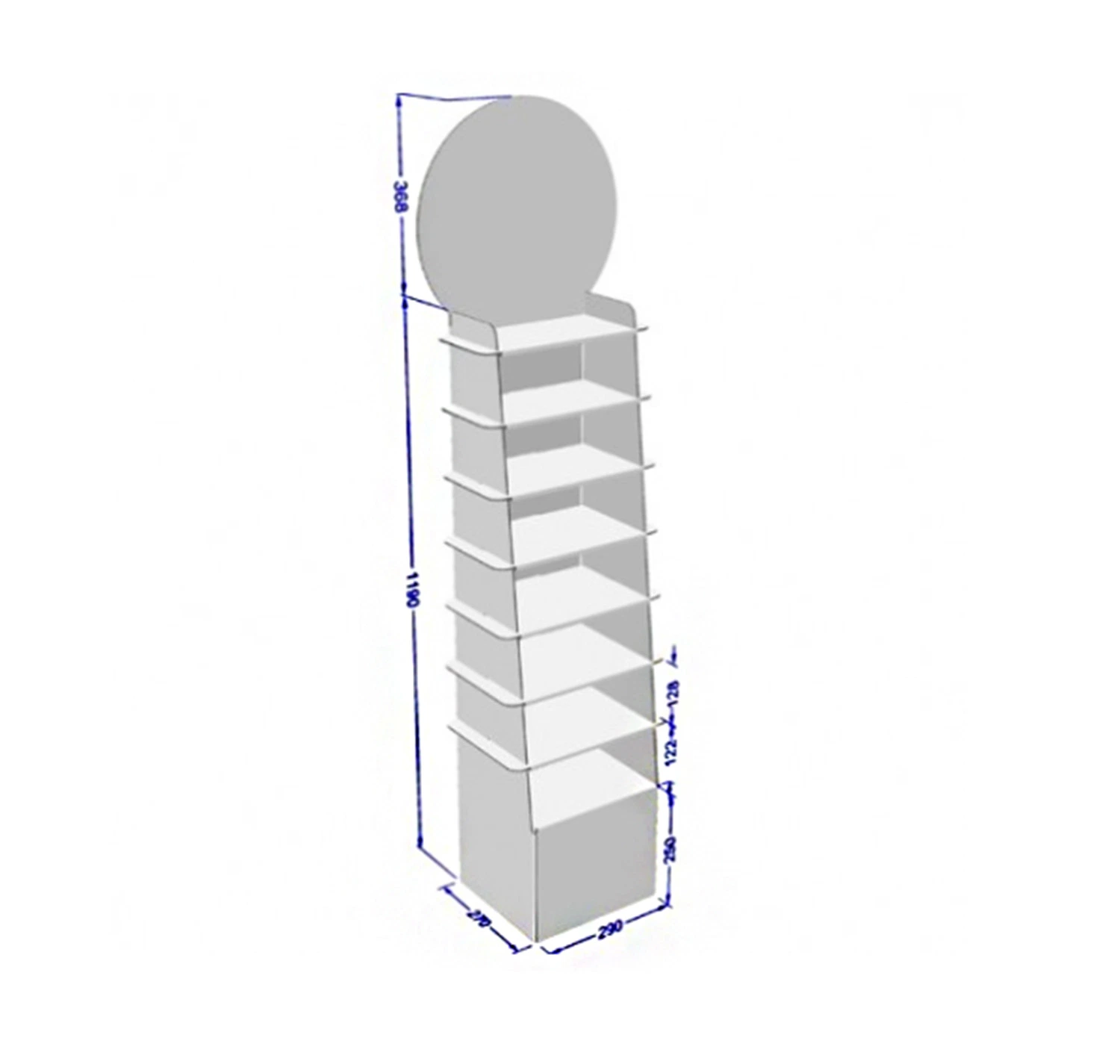 Cardboard Display Very Easy to Mount with Four Trays with Rounded Very Easy to Assemble