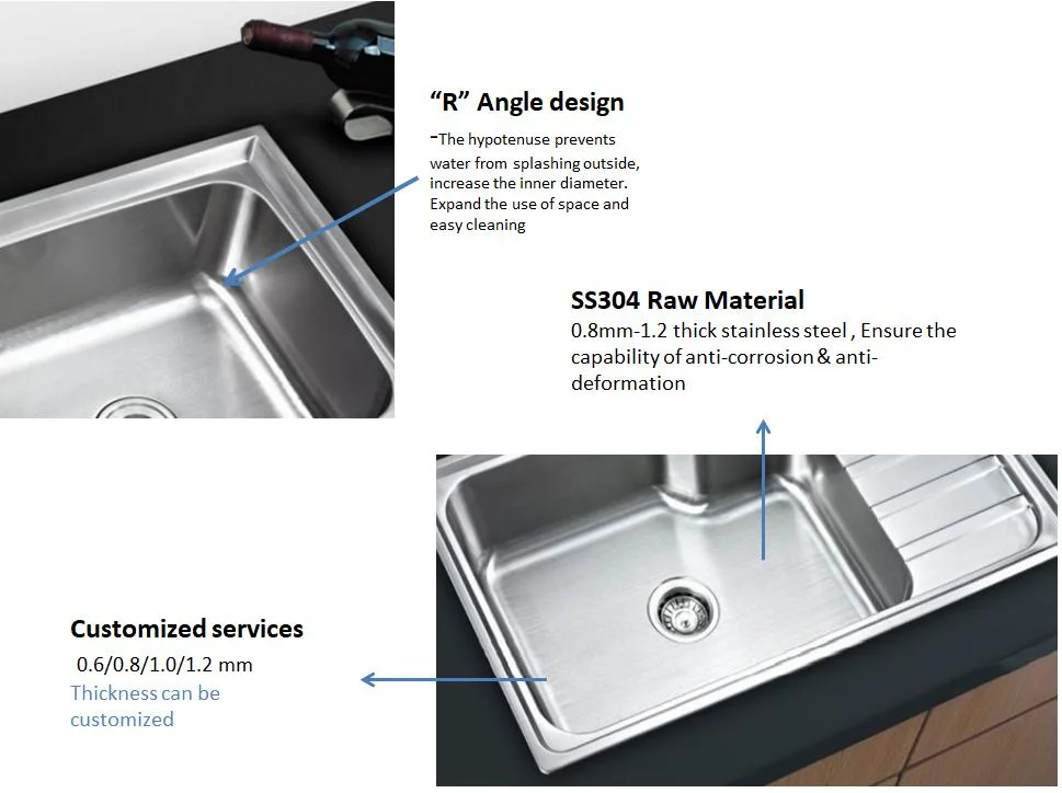 Ws5050 Bar Sink Undermount Single Bowl Stainless Steel Hiding Hiding Gas Pipes