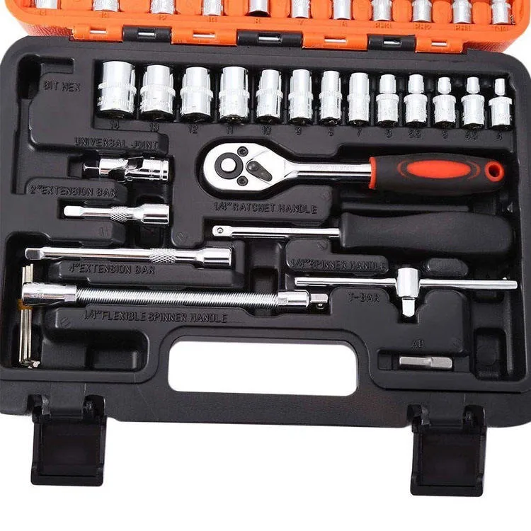 DNT Chinese Manufacturer 53PC 1/4 Dr 72 Tooth Head Ratchet Wrench Hardware Socket Set for Auto Repair