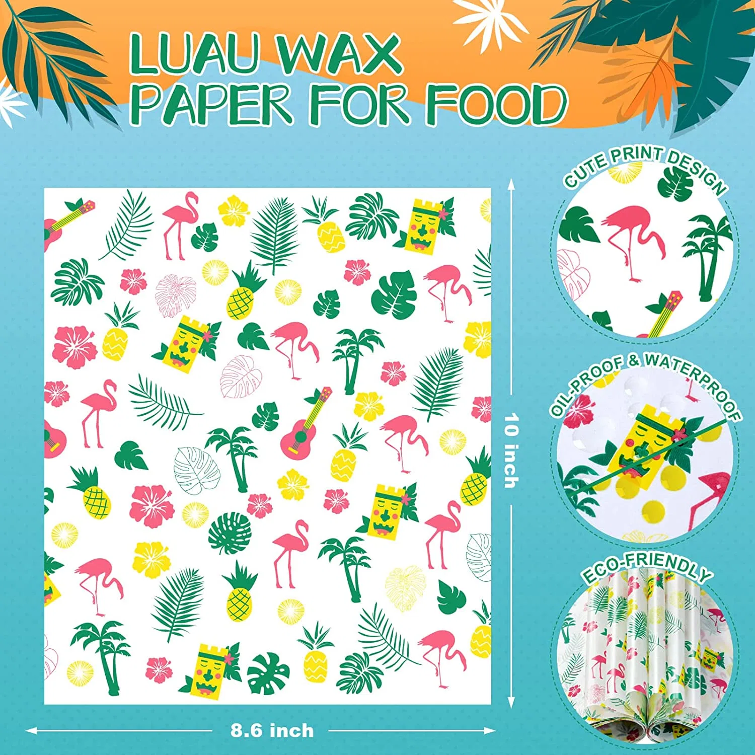 La isla de Hawaii papel encerado, Oil-Proof Deli Sandwich de papel envolturas, Candy Cookie Wrappers, cestas de picnic, cocina alimentos artesanales camisas, papel encerado para la alimentación