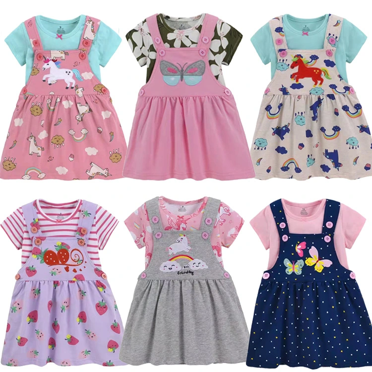 European and American Trend Baby Girl Sling Skirt Short Sleeve Two-Piece 2-Piece Set Soft Treatment Skin-Friendly Baby Summer Dress