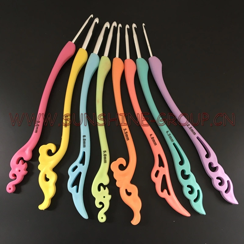 8PCS Multicolor Soft Plastic Handle Aluminum Crochet Hook