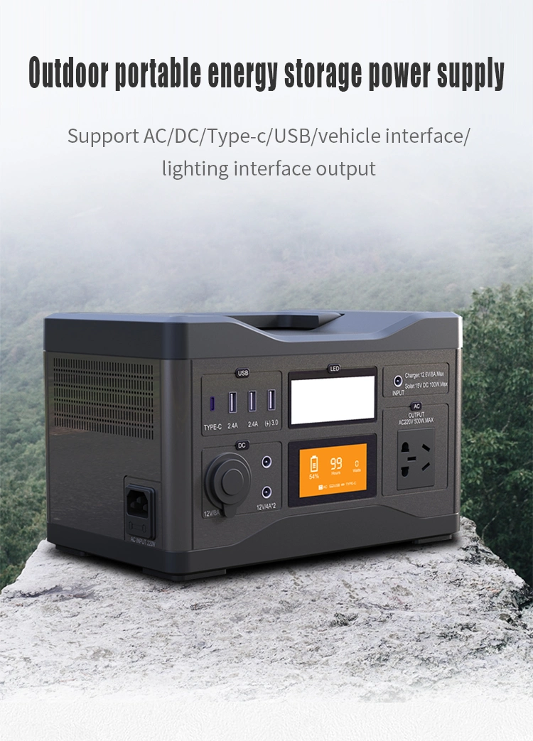 500W Portable Power Station Solar Generator with 220V AC Outlet/2 DC Ports/3 USB Ports, Backup Battery Pack Power Supply for CPAP Outdoor