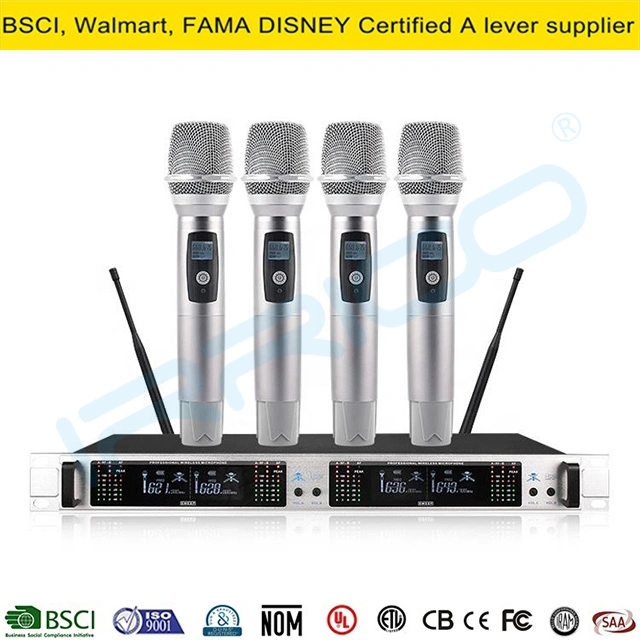 4 Channel Wireless Microphone Professional Wireless Microphones System Gooseneck Headset Lavalier Handheld