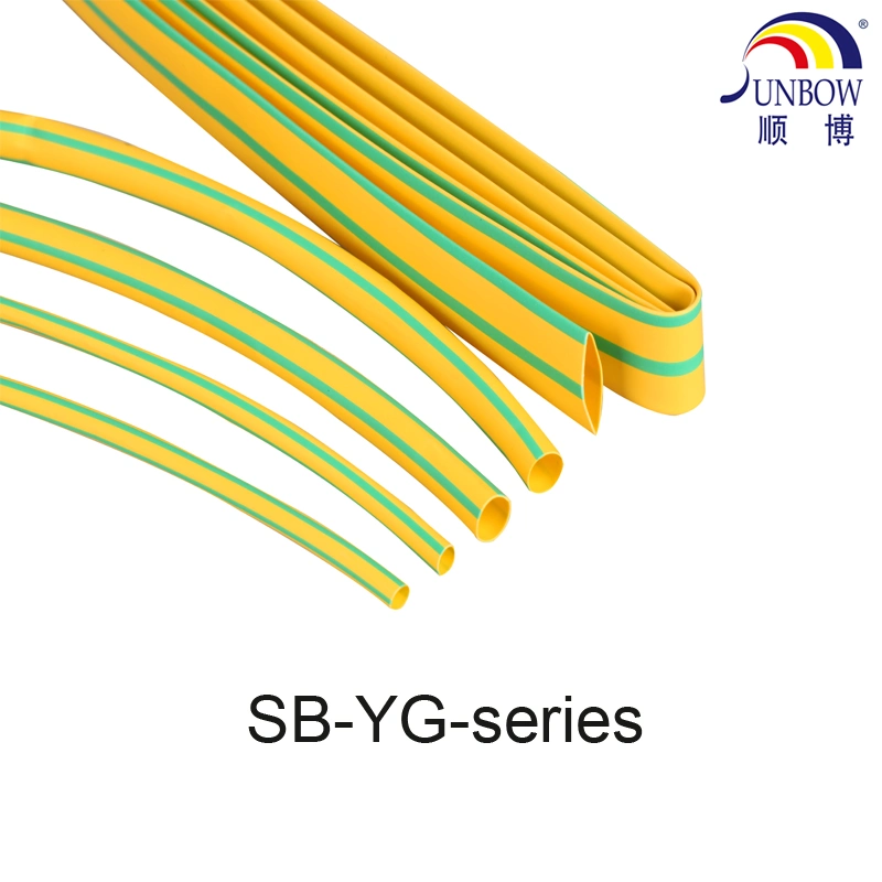 2X Yellow & Green Striped Polyolefin Heat Shrink Tubing