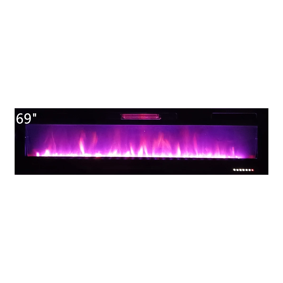 72inch Flame Decorative Wall Mount Custom Glass Panel Insert Electric Fireplace