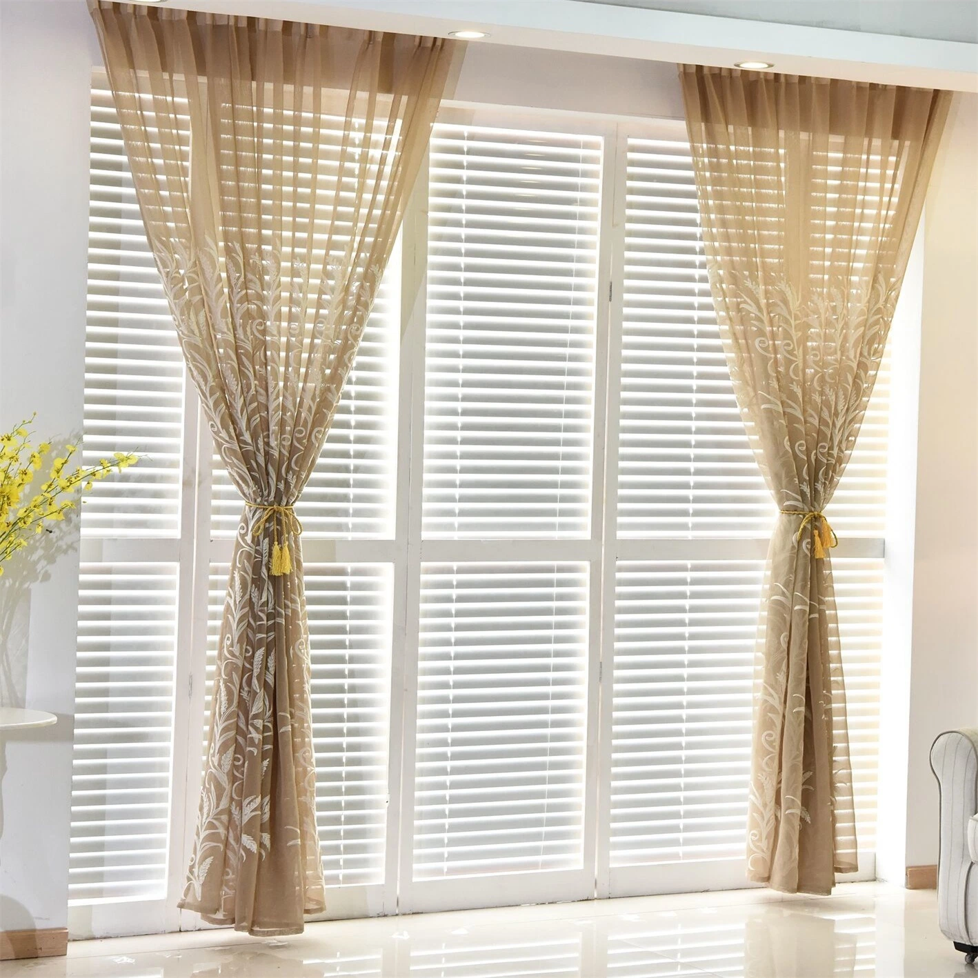 Simple and Thickened Cotton and Linen Cross Hemp Gauze Curtain, Window Screen, Living Room, Floating Window and Balcony