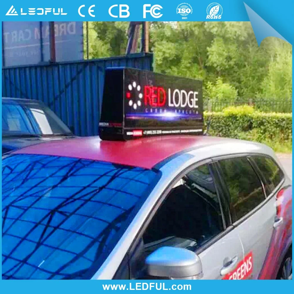 Programmable Taxi Advertising Message Signs Car LED Screen Waterproof Double Sided Outdoor P5 Taxi Roof LED Display