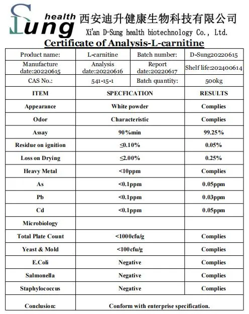 99% Supplement L-Carnitine Capsule Lcarnitine Carnitine Powder L-Carnitine