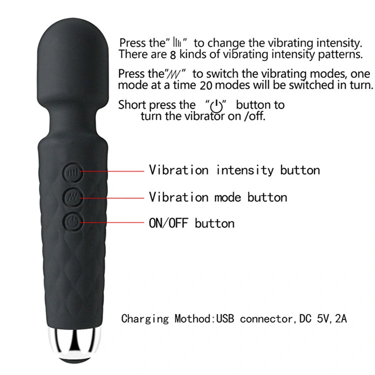 Vibrateur pour femmes, masseur USB sans fil puissant à mémoire intégrée, avec logo OEM, portable et sans fil, de grande taille, pour le corps, utilisable comme jouet sexuel.