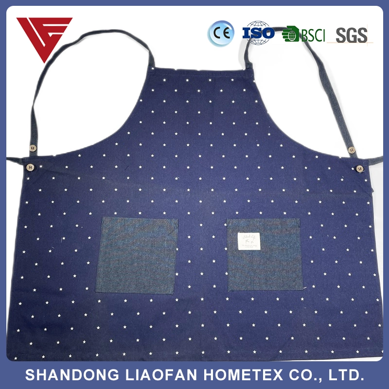 Custom Logo Cotton Polyester Waterproof Chef Kitchen Apron for Cafe Restaurants Cooking Aprons