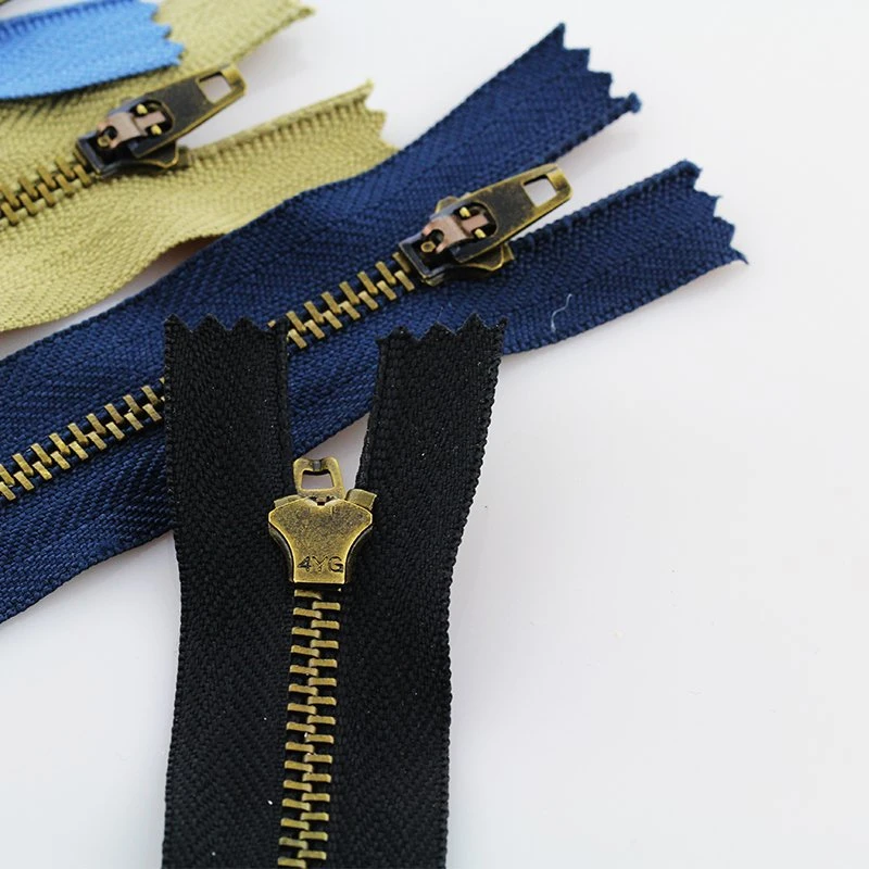 Denim Color #4 Metal Brass Copper Close-End Auto Lock Zipper for Garment