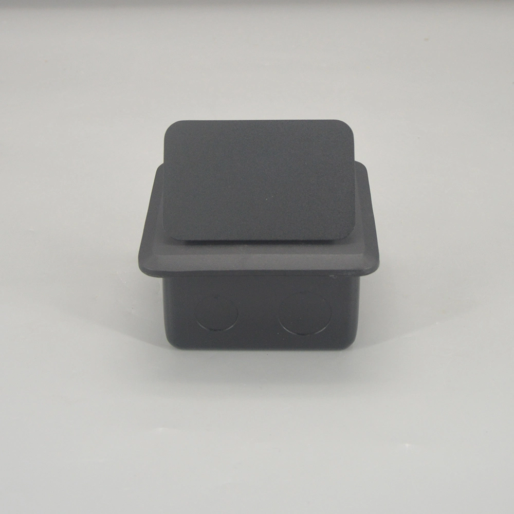 Full Black Aluminum Alloy Hidden Socket Into Floor Pop up Type Floor Socket Box Outlet with Bottom Case