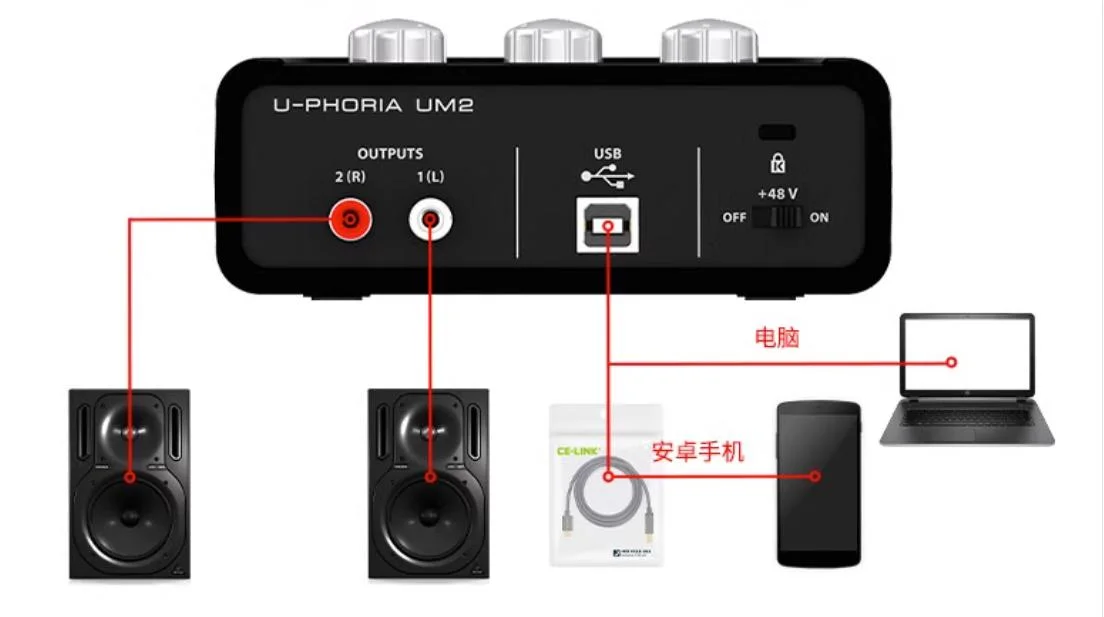 Behringer Um2 USB External Sound Card Recording Dubbing and Arranging