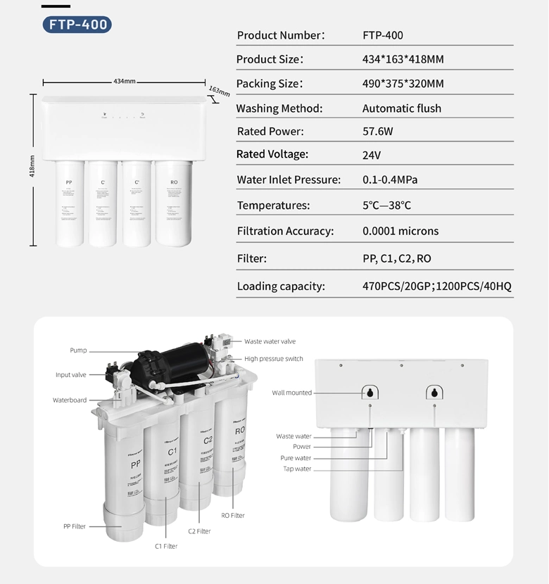 Sous-évier 400 g 4 étages RO système osmose inverse eau domestique Purificateur