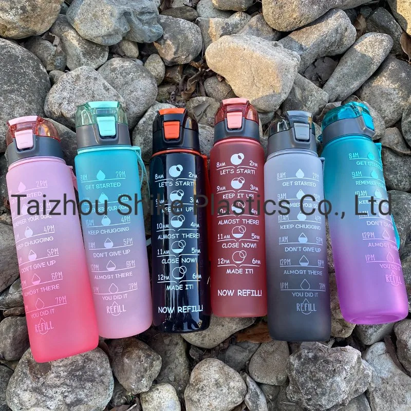 1000ml Motivational Tritan Water Bottle with Time Stamp Marker - Hourly Hydration Measurement with Leakproof Lid