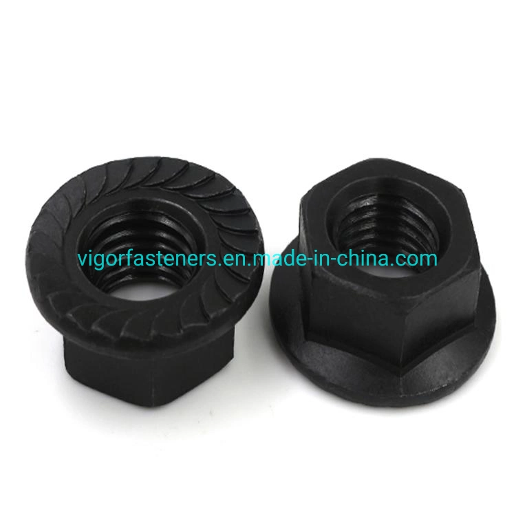 DIN6923 Hex Flange Nuts Black Hex Nuts Hexagon Nuts Wheel Nuts Motorcycle Accessories Auto Parts Black Coated