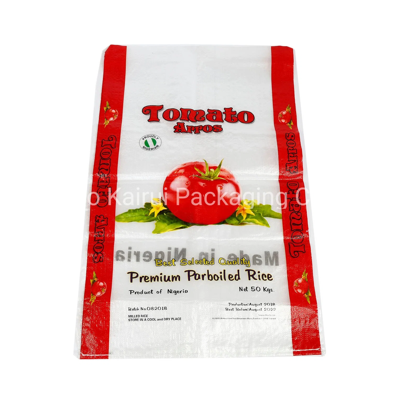 Tamanho diferente de PP tecidos sacos de arroz projetar 25kg 50kg