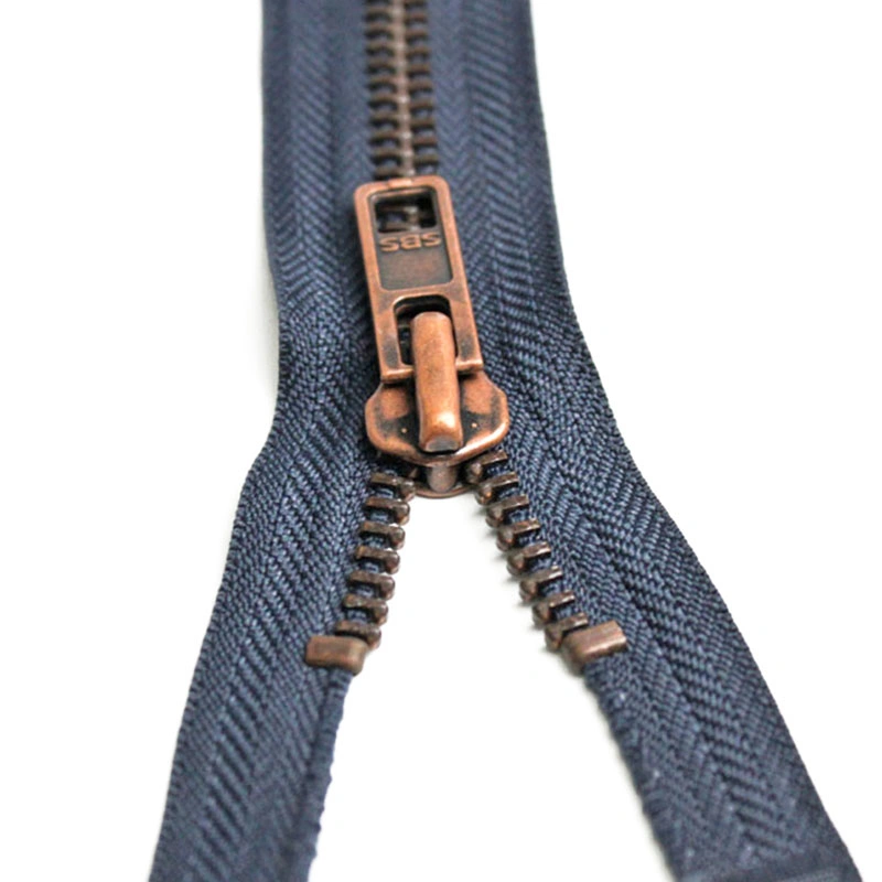 Custom Denim Zippers Tape #3#4 Puller Metal Brass Zip Semi-Lock Sliders