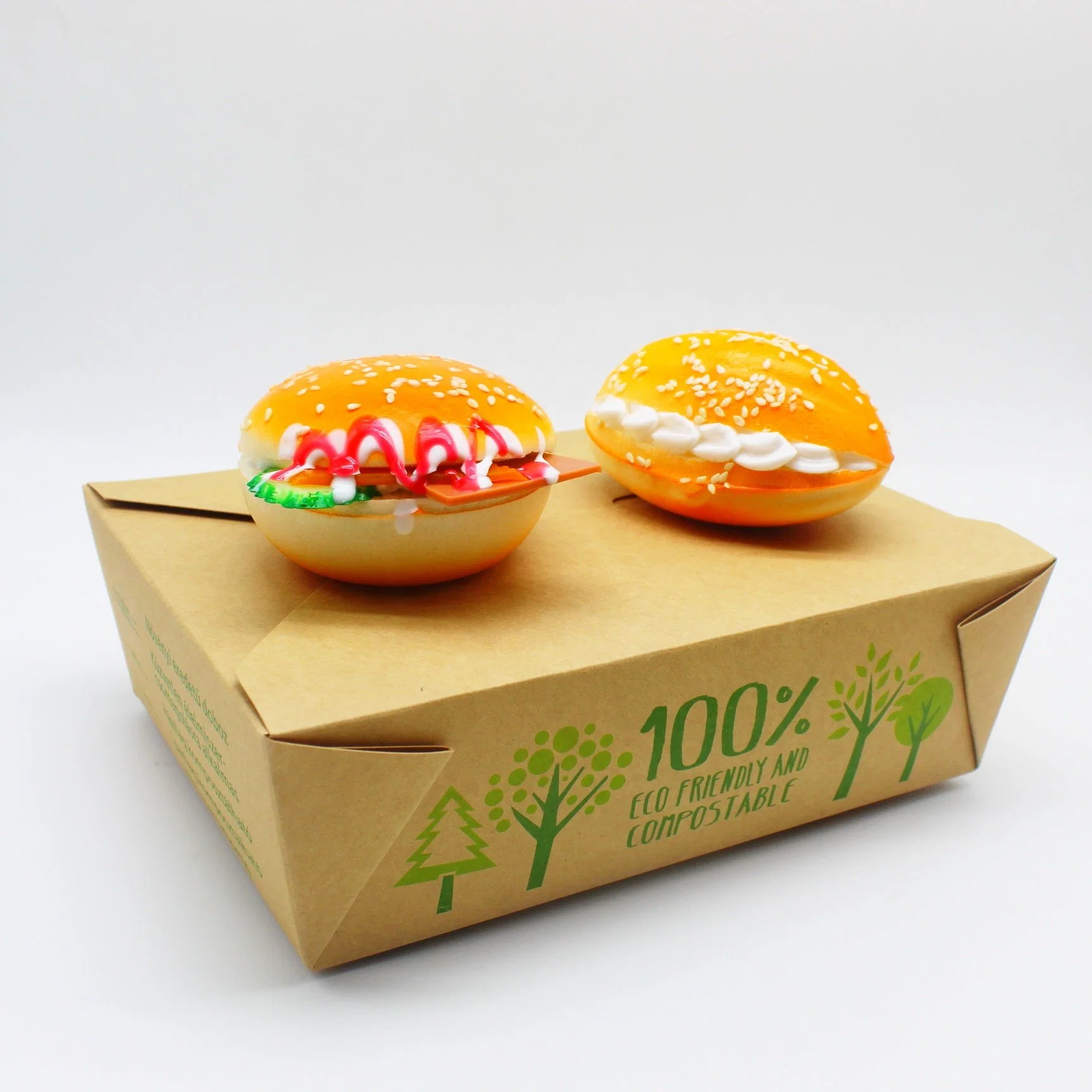 Food Grade Biodegradable PLA PE Coated Fastfood Packing Paper Container Take Away Food Container Packaging Paper Box