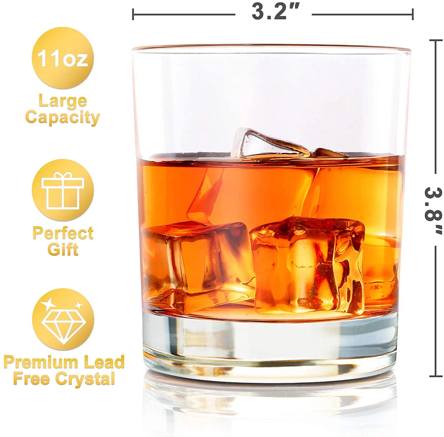 4-11 oz Amazon Premium verres de cristal Old Fashioned Wine Tumbler verre de Whisky