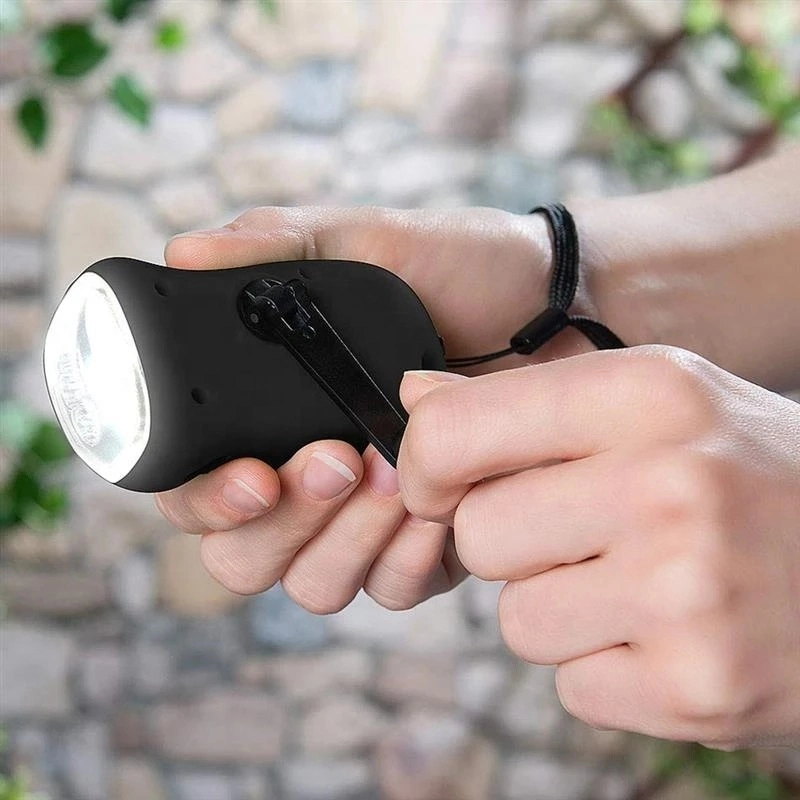 Hand Crank Dynamo LED Solar Powered Flashlight