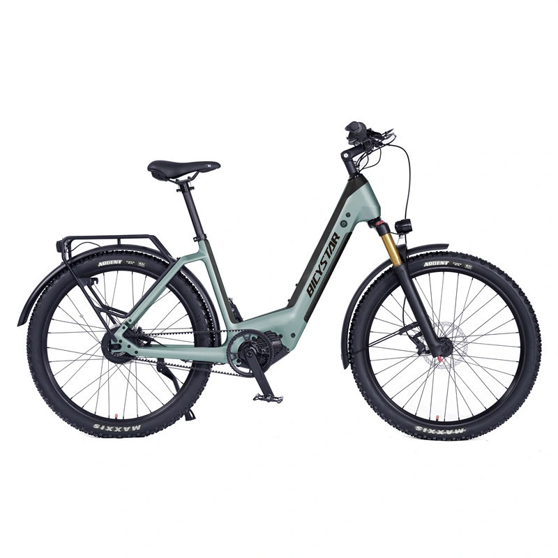 A China por grosso Electric City Bike da estrutura em liga de alumínio de fibra de carbono suspensão total de energia de Lítio Bicystar City Elevadores eléctricos de aluguer para venda