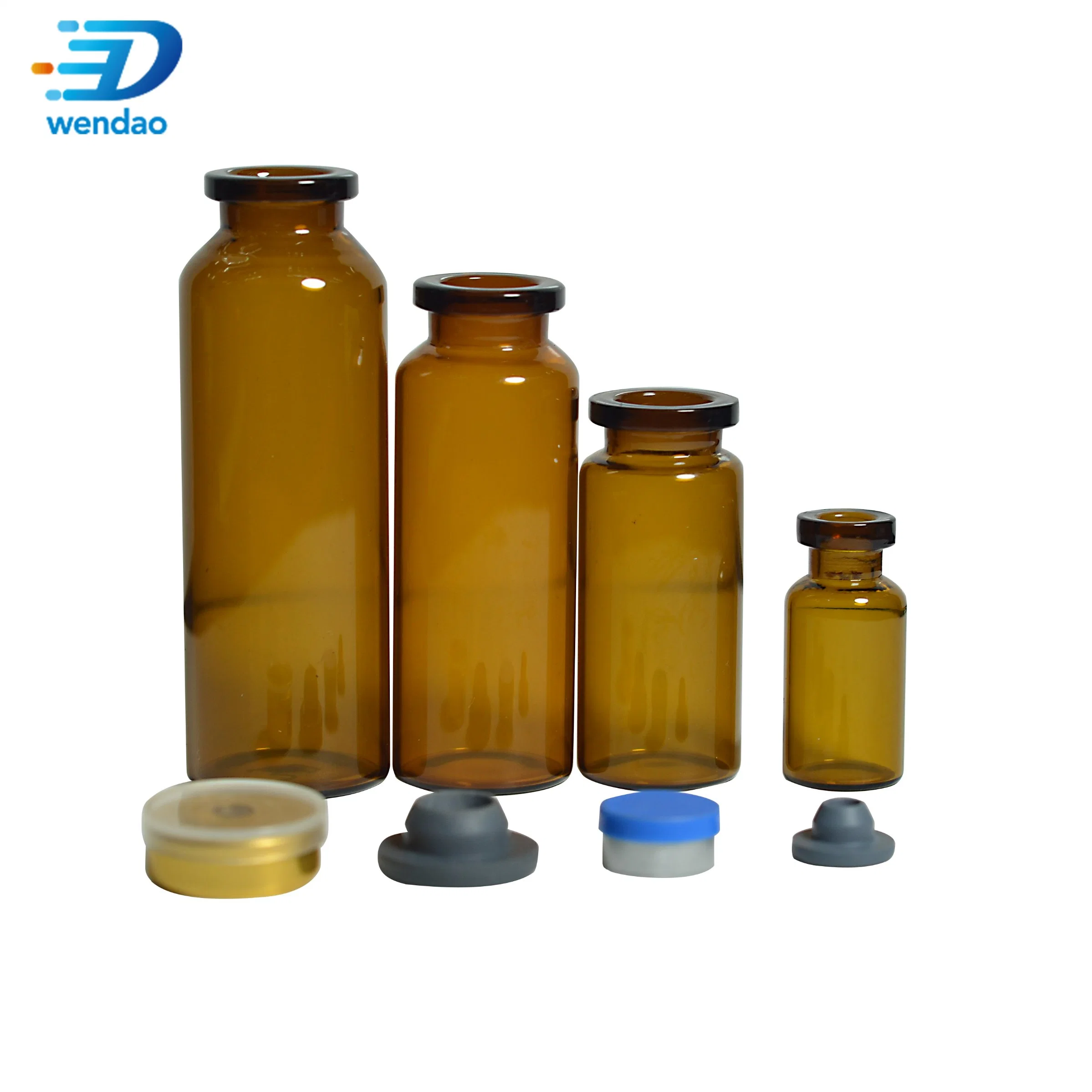 Low Prices 20mm Crimp Amber Moulded Glass Vials for Antibiotics Amber Moulded Injection Glass Bottle