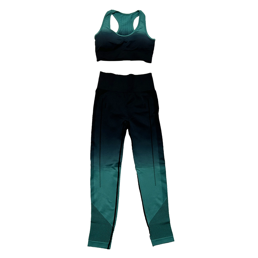 Conjunto de entrenamiento Sujetador deportivo de leggings de cintura alta sin costuras de 2 piezas Set de yoga