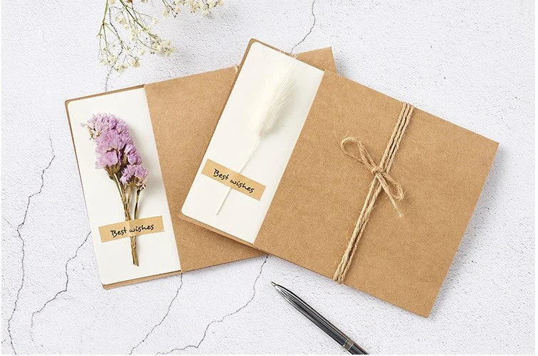 High quality/High cost performance  Kraft Foldable Greeting Birthday Card Thank You Card with Envelope