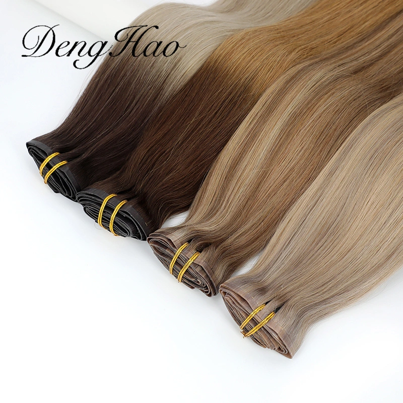 Doppelt gezeichnete Clip in Haarverlängerungen 100% Remy menschliches Haar Nahtlose Clip in Haar-Erweiterung Luxus-Qualität Virgin Human Hair Clip in Erweiterungen Thick End Haar