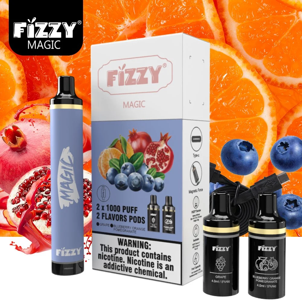 Fizzy Magic 2000 inhalations 48saveur des fruits de la cartouche de cigarettes jetables rechargeables prix d'usine Vape Pen