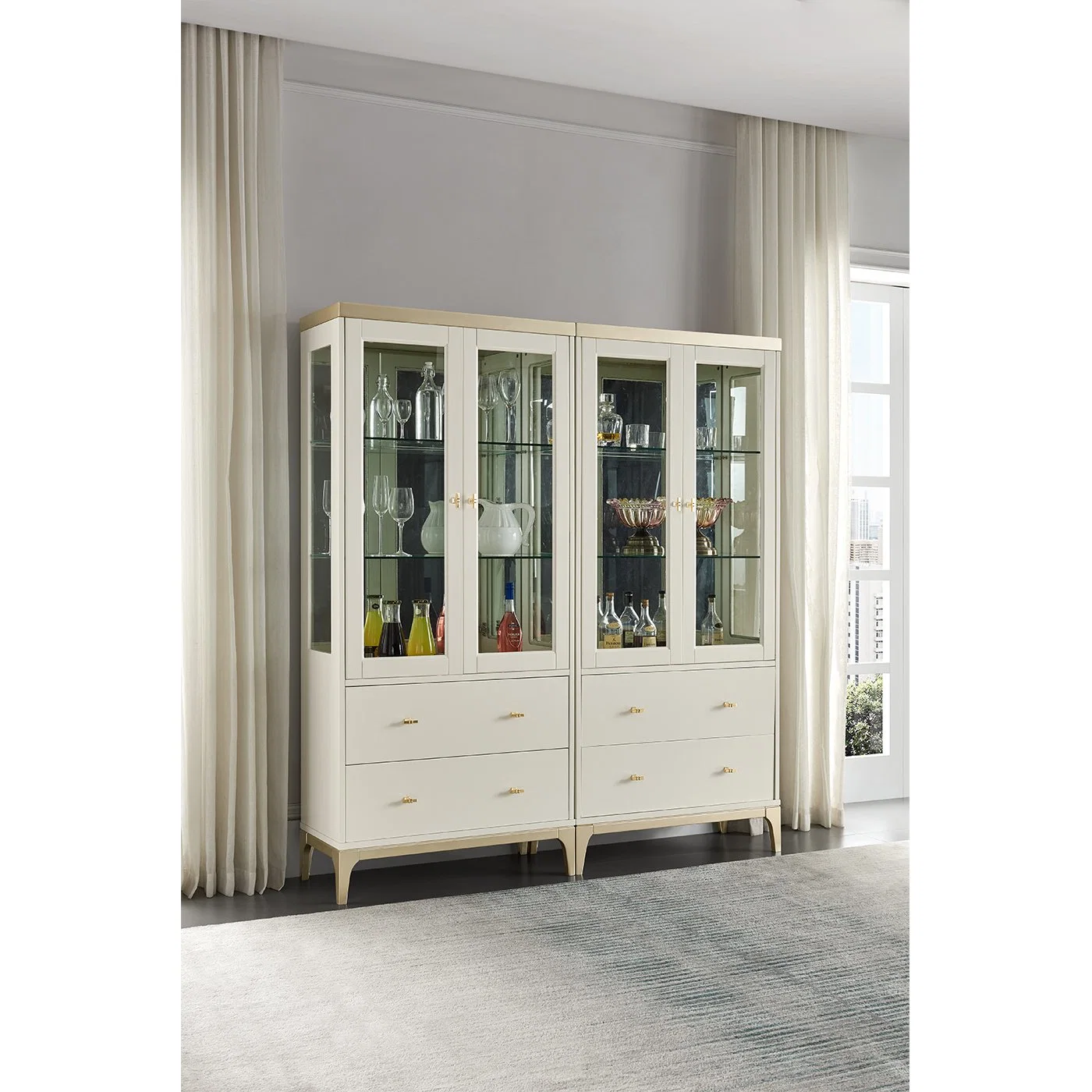 Living Room Wine Cabinet Wooden Home Furniture