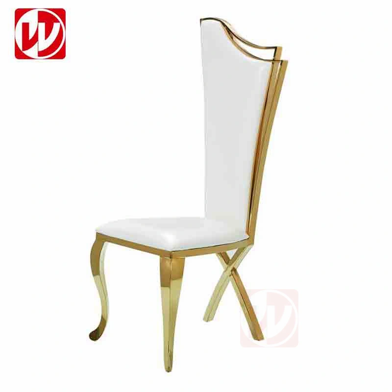 Luxury Gold Wedding Chair High Back Stainless Steel Dining Chair for Event Reception